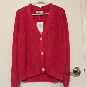 L'Envers Women's Fuchsia Knit V-Neck Cardigan Size M